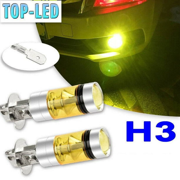H3 3000K Yellow 100W LED Fog Lights Headlight Kit Driving Bulbs DRL