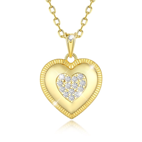 Beautlace Heart Necklace for Women,Sparkling CZ Heart Pendant Necklace,18k Gold Plated Love Jewelry Gift for Mom Wife Girlfriend