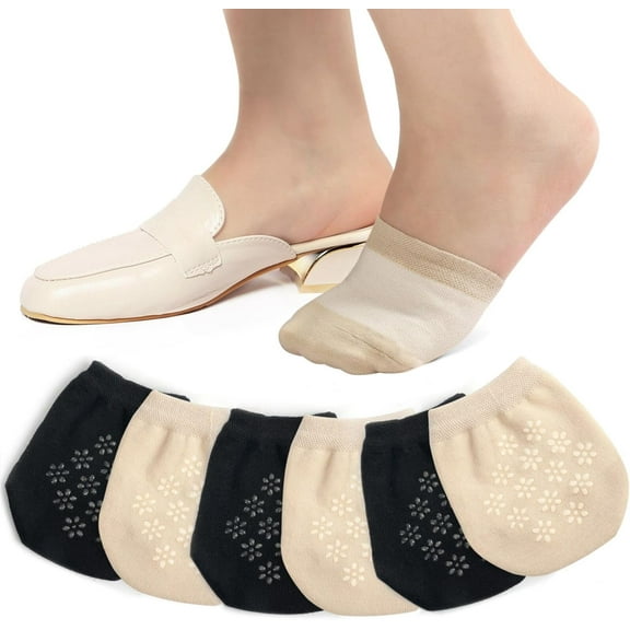Socks No Show Liner Half Socks for Women Seamless Grip Non Slip Socks Hidden Toe Covers Socks for Mule 4/8 Pairs