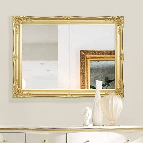 European Style Decorative Mirrors for Wall, Bathroom Mirrors Wall Mounted Mirror(32''x24''Gold)