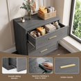 thumbnail image 3 of MOONMISS Modern 3-Drawer Nightstand Set of 2,Bedside Table with Sturdy Base & Gold Handles for Bedroom,Living Room,Gray, 3 of 7