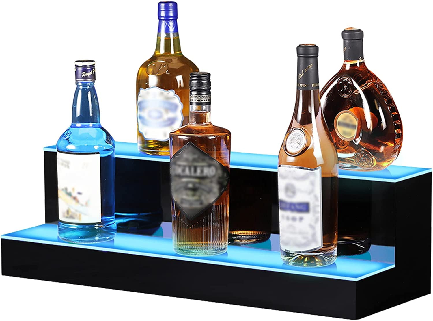 24 Inch LED Lighted Liquor Bottle Display 2 Step Illuminated Bottle