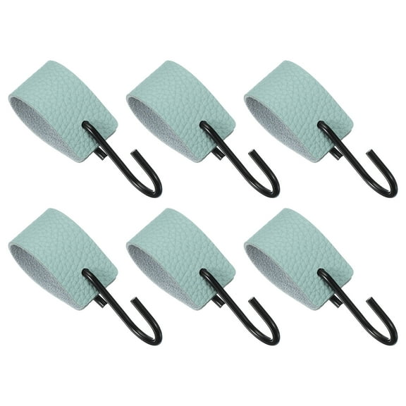Uxcell 6 Pcs PU Leather S Hooks, Multifunctional S Shaped Hooks for Hanging Coat Towel Camping Kitchen Bathroom Handle, Blue