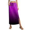 thumbnail image 2 of Gradient Ombre Maxi Skirt, High Waisted Side Slit Long Skirt with Pockets, Casual Summer Drawstring Flowy A-Line Bottoms, 2 of 6