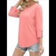 thumbnail image 5 of Blusas Elegantes e Informales con Mangas 3/4 y Botones para Mujer, Ideales para Vacaciones de Verano en la Playa. Rosa XL, 5 of 6