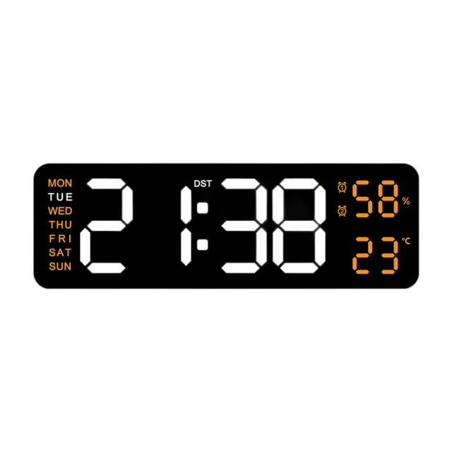 Reloj despertador Digital con pantalla LED, función de repetición electrónica Dst, reloj de pared con pantalla semanal para dormitorio, aula, oficina, Naranja