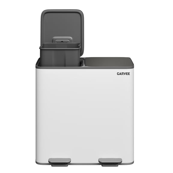 Dual Compartment Trash Can Stainless Steel Step On Recycle Bin with Soft Close Lid 2 x 10.6 Gallon for Kitchen Home