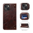 thumbnail image 1 of Nalacover Vintage Wallet Case for iPhone 14, Magnetic Closure Flip Folio Cover with Card Slots Kickstand, Classic PU Leather TPU Shockproof Anti-Scratches Case for iPhone 14,Brown, 1 of 6