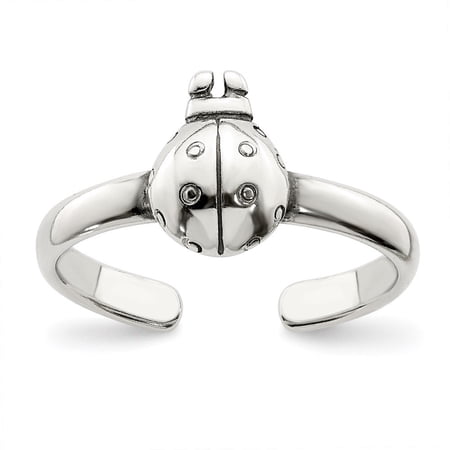 Auriga Fine Jewelry 925 Sterling Silver Antiqued Ladybug Toe Ring for Women