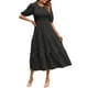 thumbnail image 1 of Lucakuins - Vestido midi de verano para mujer, línea A, manga corta, cuello redondo, cintura alta, vestido floral de encaje Lucakuins moda, 1 of 4