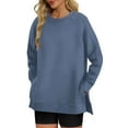 thumbnail image 2 of larppty Sweatshirt for Women Side Split Fall Fashion Long Sleeve Shirts Fall Outfits 2025 Fashion (Navy, M), 2 of 8