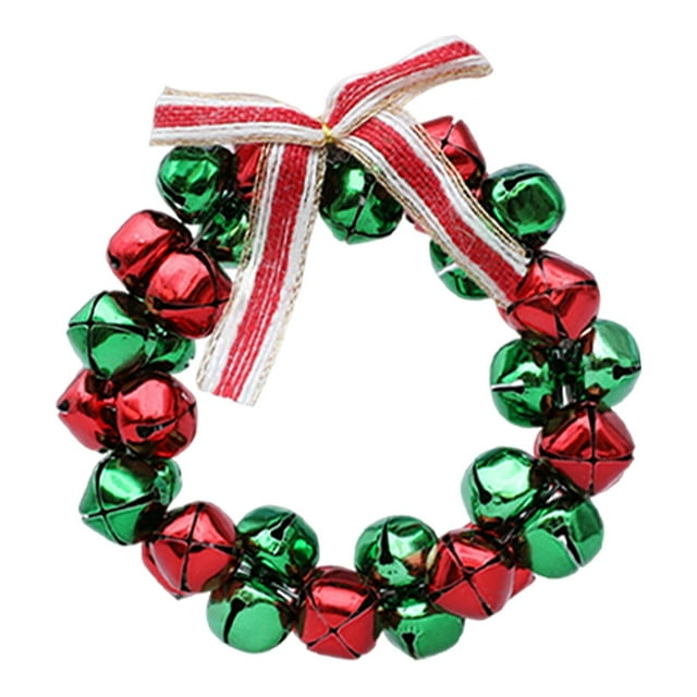 Guirnalda de campanas navideñas para colgar en la pared, corona artificial para sala de estar y Rojo y verde