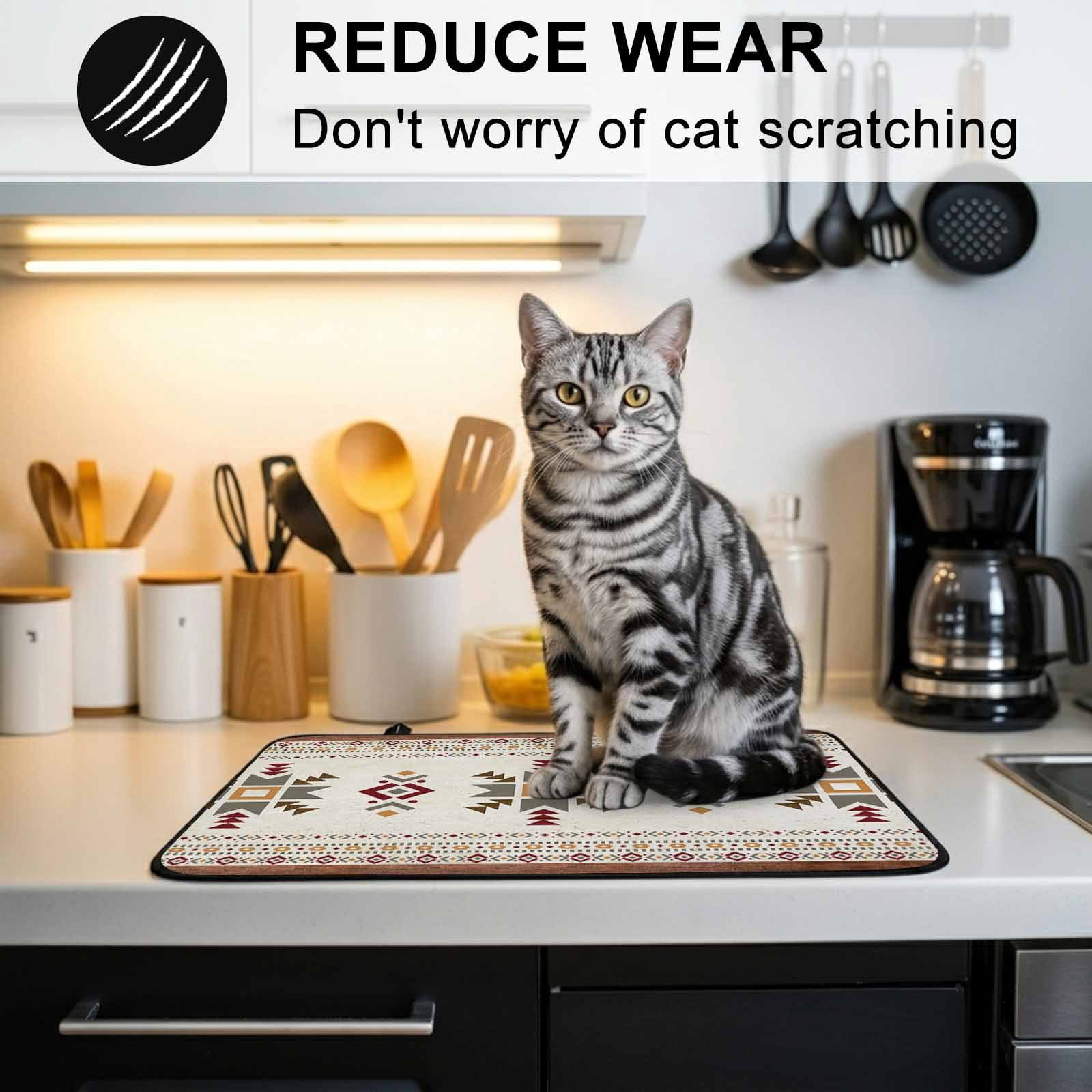 Boho Geometric Stove Top Cover for Electric Stove, Heat-proof & Non Slip Glass Top Stove Cover Protector, Modern Brown Abstract Art Western Southwest Kitchen Flat Cooktop Rubber Mat 24x21 Inches
