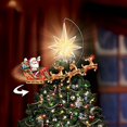 thumbnail image 4 of The Bradford Exchange Rudolph the Rednose Reindeer Christmas Tree Topper Rotates and Lights Up Santa and Sleigh Led by Rudolph and His Illuminated Nose with Glowing Star Holiday Decor 8.5"-inches, 4 of 5