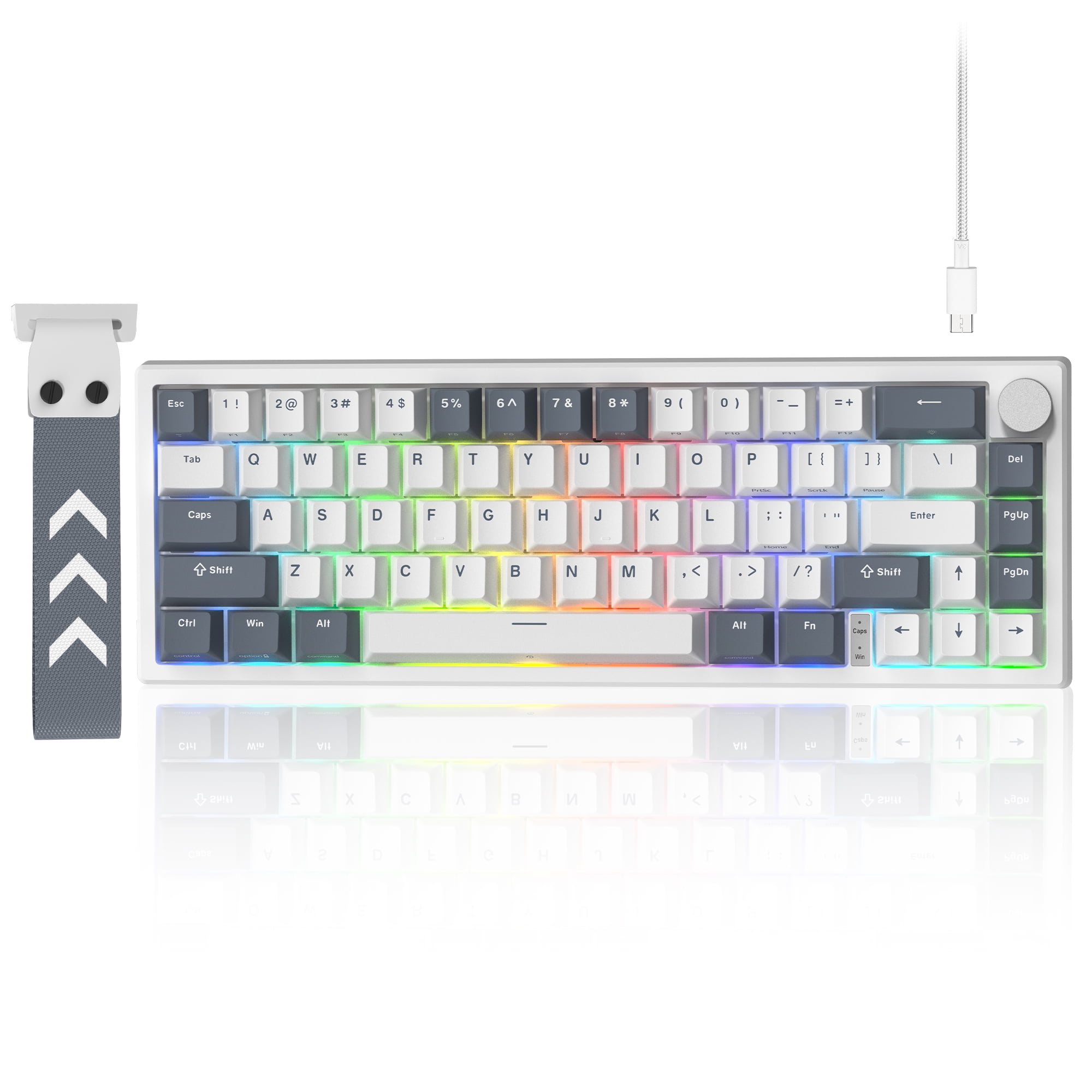 COSTOM Gaming Keyboard,60% Mechanical Keyboards Wired,QMK/via Cute Keyboard with Hot Swappable Gasket Mount RGB Key Board & Translucent Keycaps,Gray