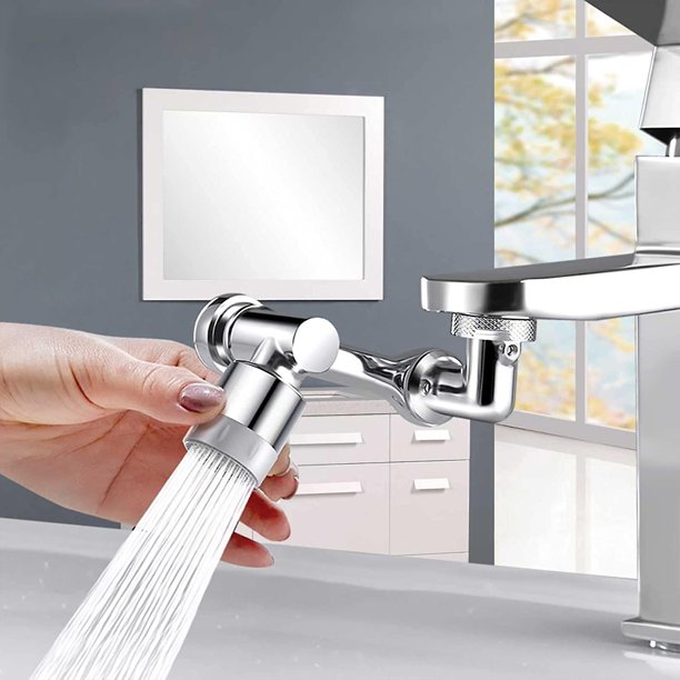 Aireador de grifo 1080 Extensor de grifo de cocina giratorio Aireador de fregadero con filtro contra salpicaduras con 2 modos de salida de agua, filtro de red de 4 capas Rosca interna aplicable