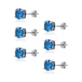 thumbnail image 2 of 3 Pr Silver Tone 6mm Simulated London Blue Topaz Round Stud Earrings, 2 of 3