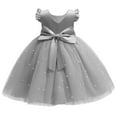 thumbnail image 5 of NAISIBABY Girls Flower Dress, Mesh Puffy Ruffle Sleeve Sequin Princess Party Pageant Dress Gray 4-5T, 5 of 5
