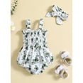 thumbnail image 3 of Bagilaanoe Newborn Baby Girl Rompers Flower Print Sleeveless Bodysuit + Hairband 3M 6M 12M 18M 24M Infant Summer One Piece Jumpsuit, 3 of 9