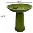 thumbnail image 2 of Esschert Design USA  Ceramic Bird Bath on Pedestal with Bird, Green, 2 of 7
