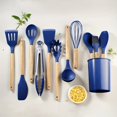 thumbnail image 2 of 12pcs/set, Silicone Kitchen Utensils Set, Heat Resistant Cooking Utensils Set For Non-stick Pans, Silicone Kitchen Spatula And Spoon With Wooden Handle, Whisk, Oil Brush, Pasta Spoon, Food Clip, Kitch, 2 of 9