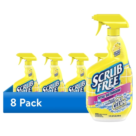 (8 pack) Scrub Free Total Bathroom Cleaner with OxiClean, Lemon Scent, 32 fl oz