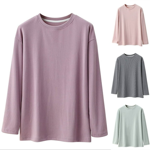 Bovxnpu Women's Pajama Tops Sleep Shirt, Women's Thermal Shirt Solid Color Cotton Warm and T Shirt for Homewear Sleepwear Loungewear