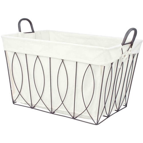 Audrey Wire Basket with Canvas Liner, Rect., Large