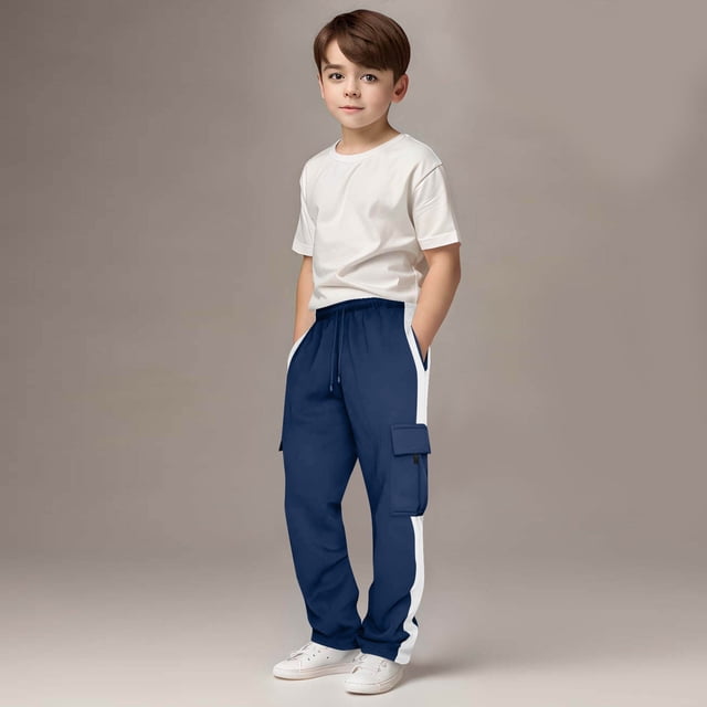 Cowsor Kids Solid Color Sweatpants Casual Elastic Waist Joggers Pants Comfort Loose Fit Athletic Pants Running Trousers