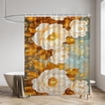 thumbnail image 2 of Golden Flowers Shower Curtains Elegant Floral Waterproof Bathroom Curtains with Hooks, Unique Vintage Gold Flowers Themed Bathroom Decor, 2 of 5