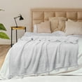 thumbnail image 6 of PAVILIA White Sherpa Throw Blanket with Soft Pom Pom Fringe, Plush Cozy Warm Blankets for Couch Bed Sofa, Fuzzy Fleece Throw with Pompom, Lightweight Fluffy, White 50x60 in, 6 of 7