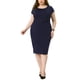 thumbnail image 2 of Vestido de oficina para mujer Agnes Orinda, talla grande, vestido lápiz vintage de los años 50 y 60, vestido ceñido para trabajar, 2X azul marino, 2 of 6