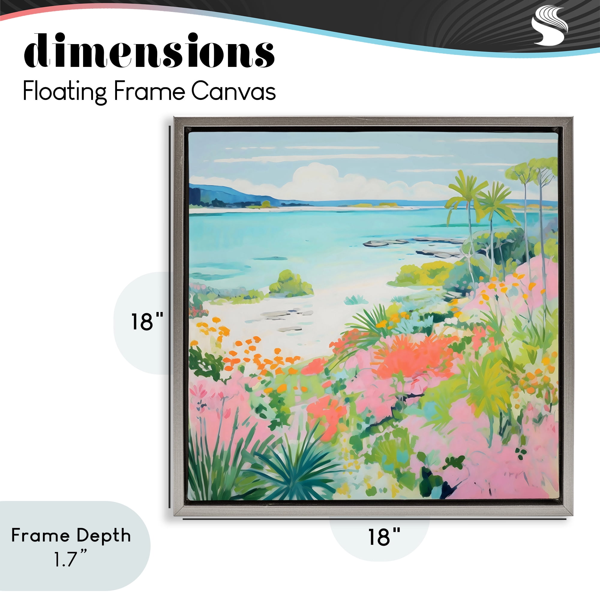 Stupell Industries Tropical Coast Blooming Shoreline Gray Framed Floater Canvas Wall Art, design by Creative Studio