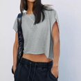 thumbnail image 6 of Lcziwo Women Open Back Workout Tops Short Sleeve Y2K Slouchy Cropped Tees Backless Athletic Running Gym Shirts Gray,S, 6 of 8