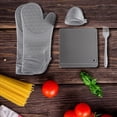 thumbnail image 3 of Mistaha 7PCS Heat Resistant Oven Gloves Table Mat Oven Hand Clips Brush Set Hot Pot Pads Silicone Oven Mitts for Kitchen Cooking Dining Microwave Baking, 3 of 8
