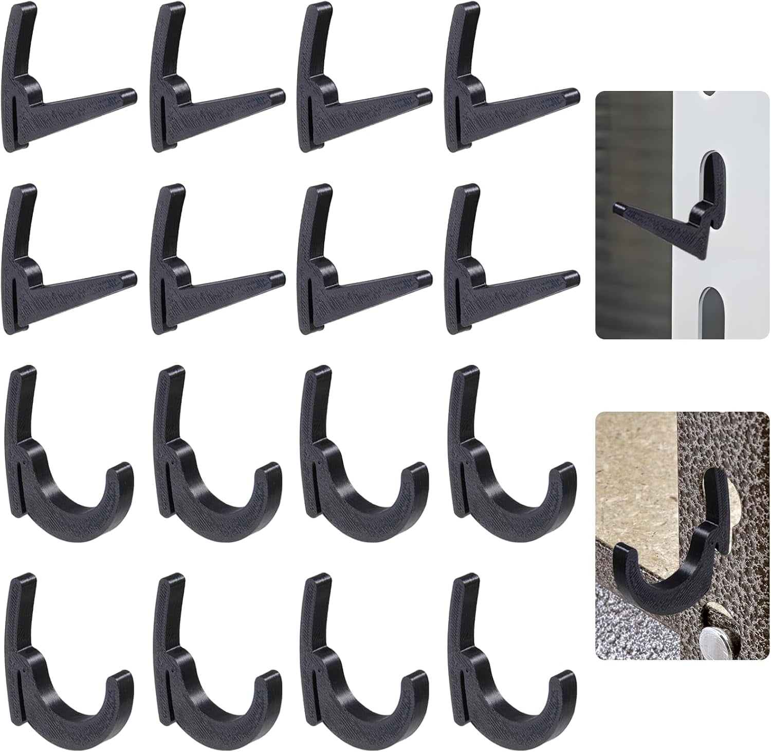 RGHJAR-16 Pcs L-Hooks & J-Hooks for Garage Shelving & Industrial Storage Racks, UV-Resistant, Supports Up to 40 lbs,Compatible with Keyhole Slots