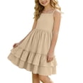 thumbnail image 5 of Busydd Girls Summer Dress 4-15 Years Fashion Pleated Square Neck A-Line Sundress Casual Solid Color Sleeveless Teen Girls' Dresses 10-11 Years, 5 of 8