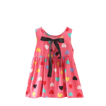 

QWERTYU Infant Baby Toddler Child Children Kids Sleeveless Dress for Girls Summer Dresses Floral Sundress 1T-6T