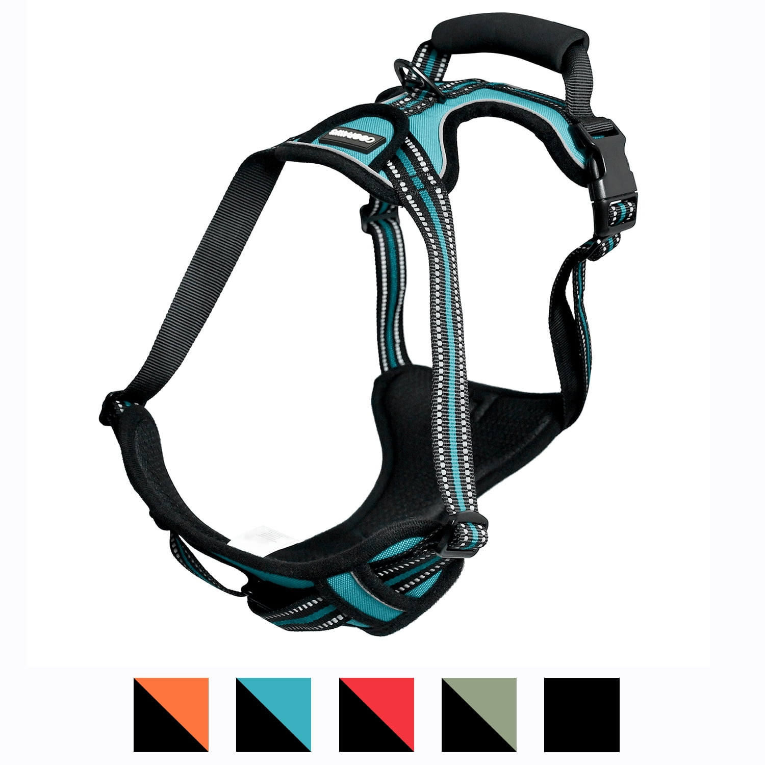GOOPAWS Padded Reflective Dog Harness, Easy Control Lightweight Dog Harness, Adjustable Outdoor Pet Harness for Small Medium Large Dogs