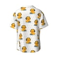 thumbnail image 6 of Lsque Cute Duck With Headphone print Men's Cuban Collar Short Sleeve Shirt Summer Beachwear Casual Button Down Fashionable Vacation Leisure Shirt-Small, 6 of 7