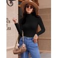 thumbnail image 2 of Ekouaer Women 3 Pack Turtleneck Shirts Ribbed Thermal Underwear Tops Lightweight Long Sleeve Layer Tees Basic Pullover Blouse, 2 of 6