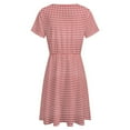 thumbnail image 5 of Red Gingham Check Short Sleeve Dress Women Summer Evening Dresses Ladies Sundress, 5 of 7