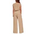 thumbnail image 5 of Women's 2 Piece Summer Outfit Cap Sleeve V Neck Belted Crop Top Wide Leg Pants, 5 of 6