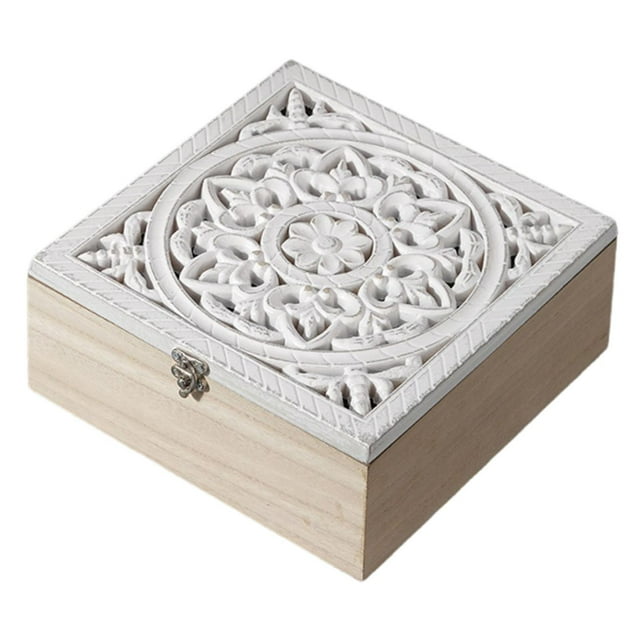 Organizador de Bolsas de Té Caja de Almacenaje de Madera Compartimientos Separados Práctico con Tapa Artística Adecuado para Cocina Regalo Decoración