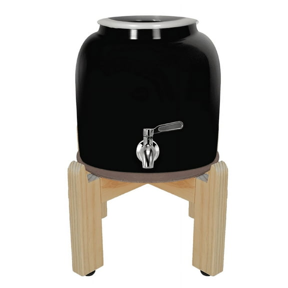 Brio Black Ceramic Water Dispenser Holds 5 Gallon Capacity Jugs, 8 Inch Stand, Faucet and Lid