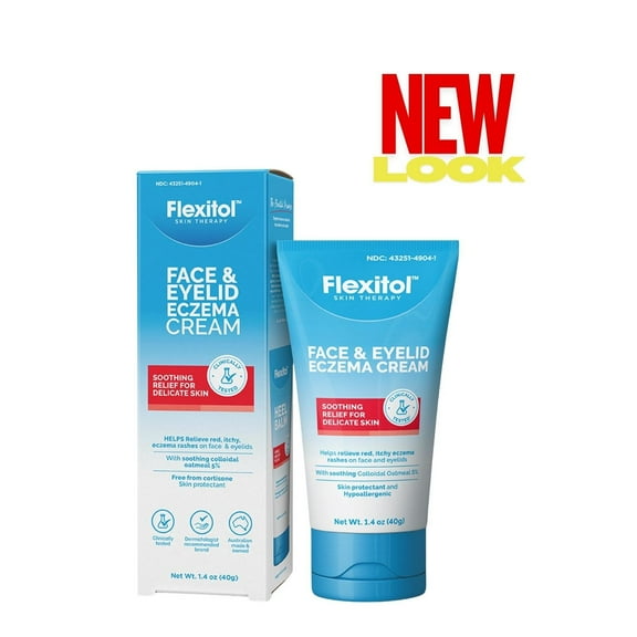 Flexitol Face and Eyelid Eczema Cream for Sensitive Skin, 5% Colloidal Oatmeal, Soothing Eye Treatment for Eczema and Dermatitis, Hydrating Non-Greasy Ointment for Dry, Itchy Skin, 1.4 oz