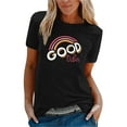 thumbnail image 1 of adviicd Chemises pour Femmes Tendance Hauts Décontractés à Manches Courtes T-Shirts Graphiques Mignons Noir,TG, 1 of 4