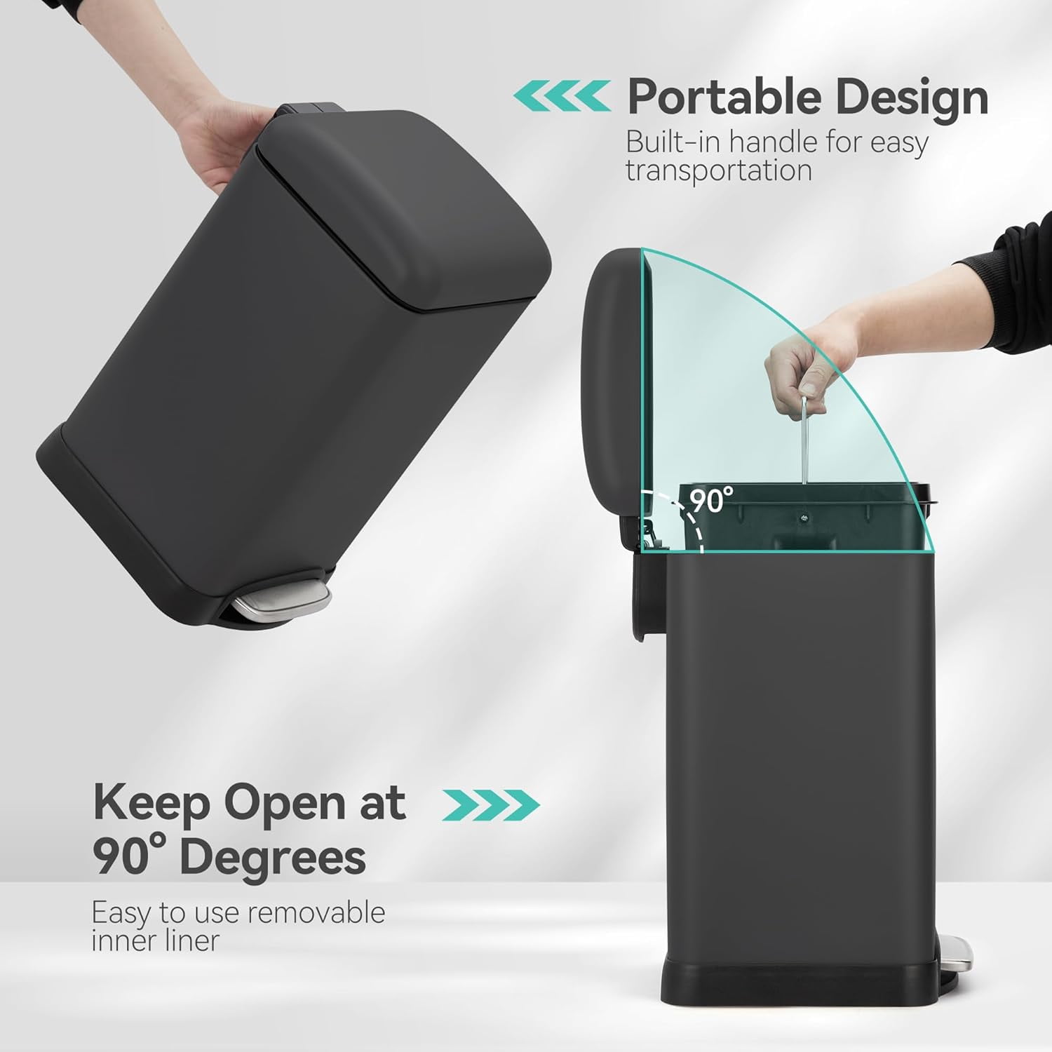 12Gallon Step Trash Can with Soft-Close Lid,Stainless Steel Garbage Bin with Removable Inner Bucket for Kitchen,Home,Office