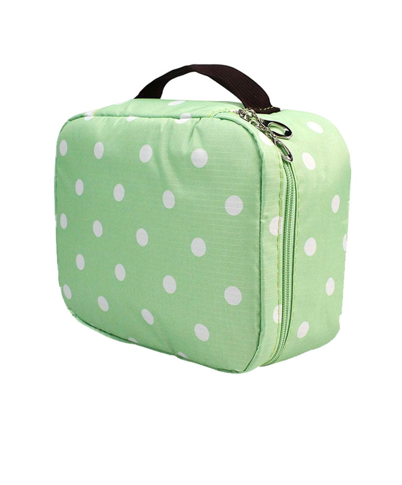 JAVOedge Mint Polka Dot Travel Cosmetic or Toiletry Bag with Removable