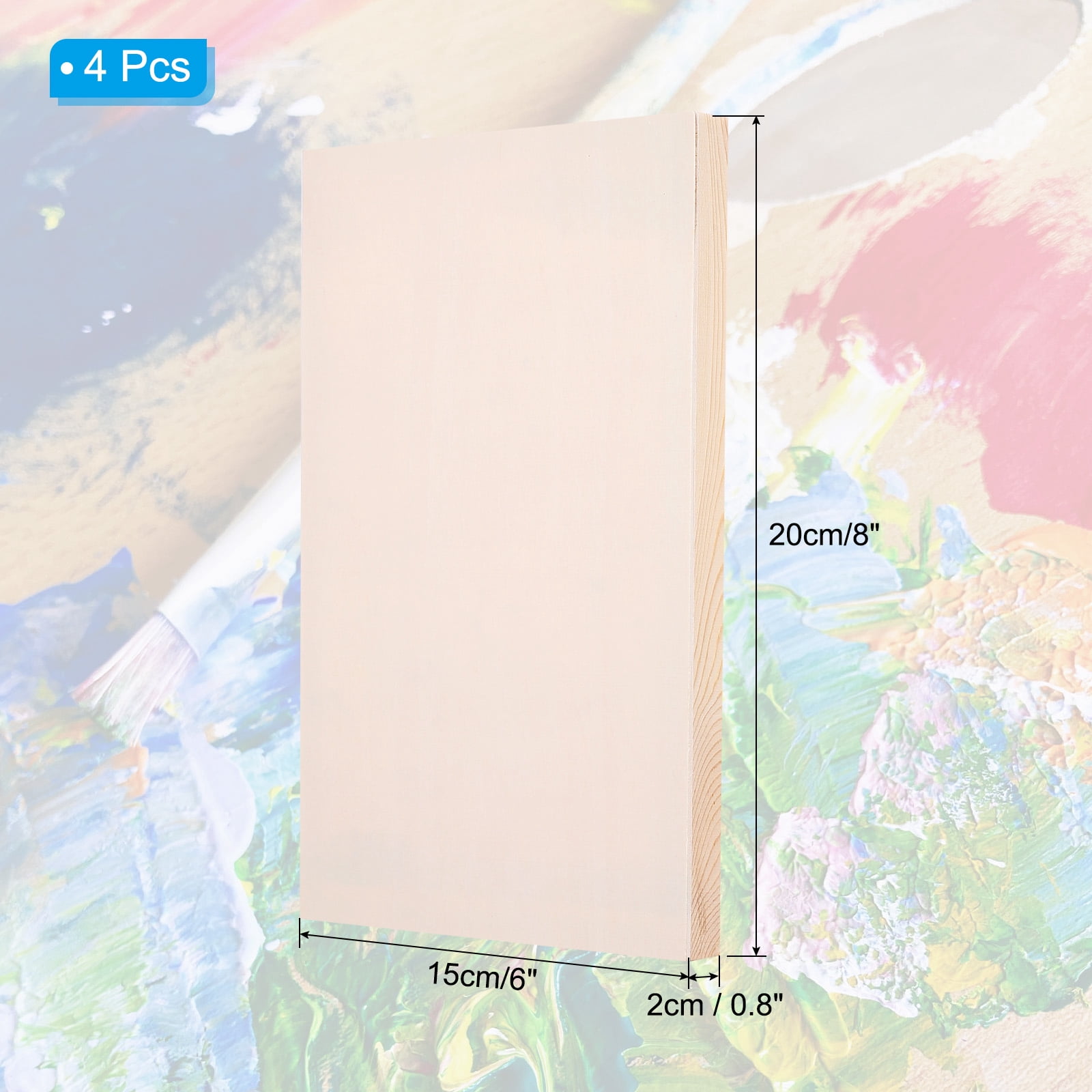 Uxcell 8 x 6 Inch Wood Panel Board, Unfinished Wood Canvas Square Wooden Deep Cradle Board for Painting Pouring 4 Pack